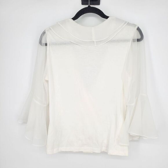 Soft Surroundings Women's White Wrap Top Sheer Bell Sleeves Size Small - Picture 6 of 6